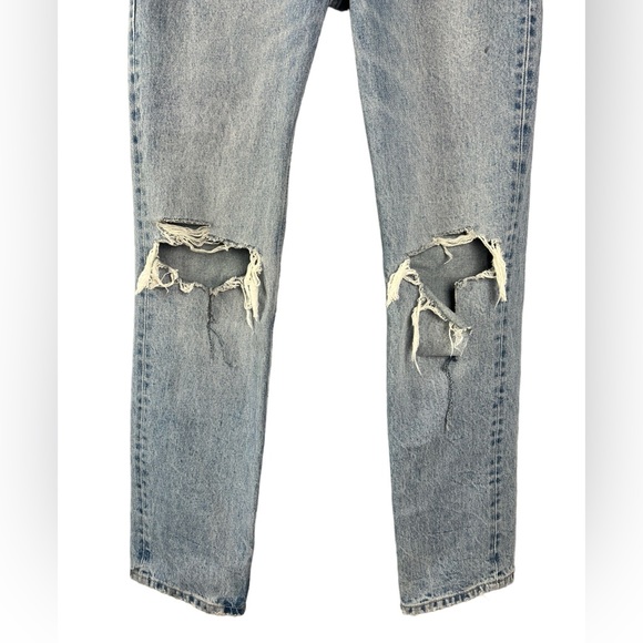 Zara Light Wash Straight Leg Distressed Jeans | Size 6 - Picture 3 of 8